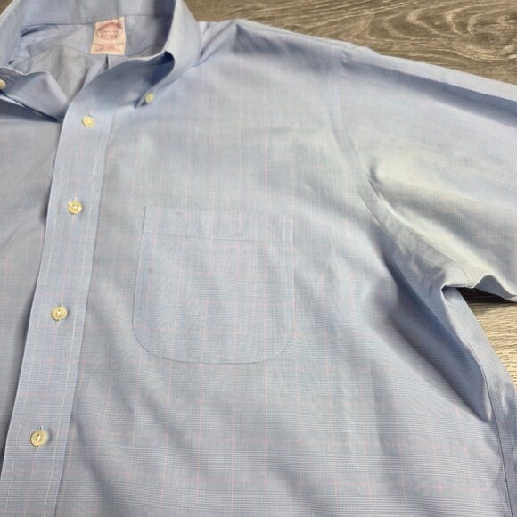 Brooks Brothers - Men's 16-33 Traditional Fit Blue Button-Down Dress Shirt - Picture 6 of 7